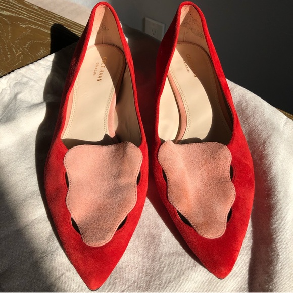 Cole Haan Leah Skimmer Leather Flats red and pink pointy toe Size: 10B - Picture 12 of 12